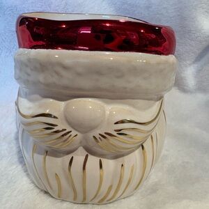 Bath and Body Works Santa Claus Ceramic candle holder with Red and Gold Accents